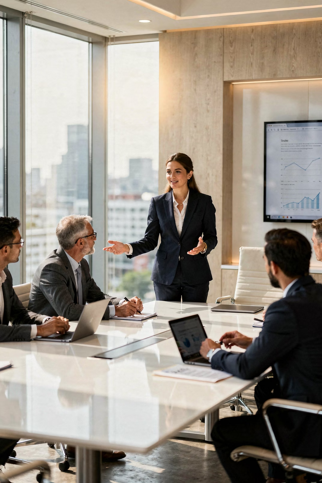 Consultant presenting talent strategy to a client team